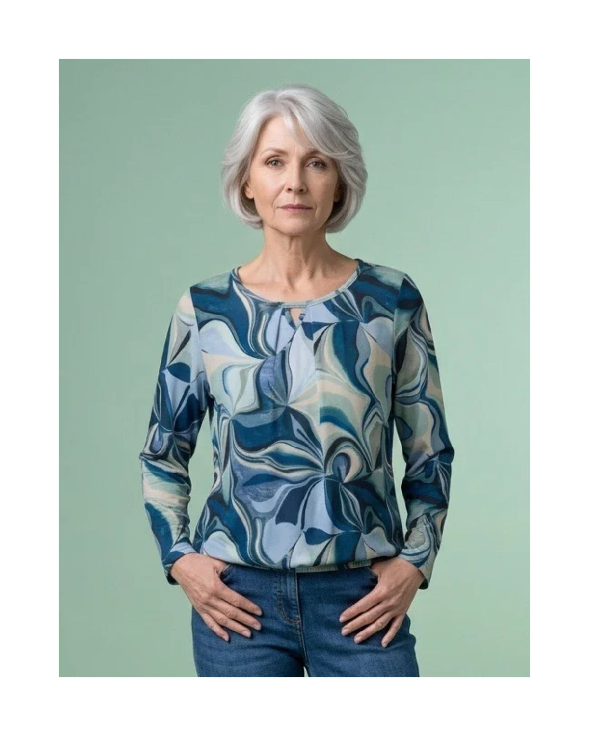 warme blousonshirts bij Marijke Mode. Shirts met elastiek