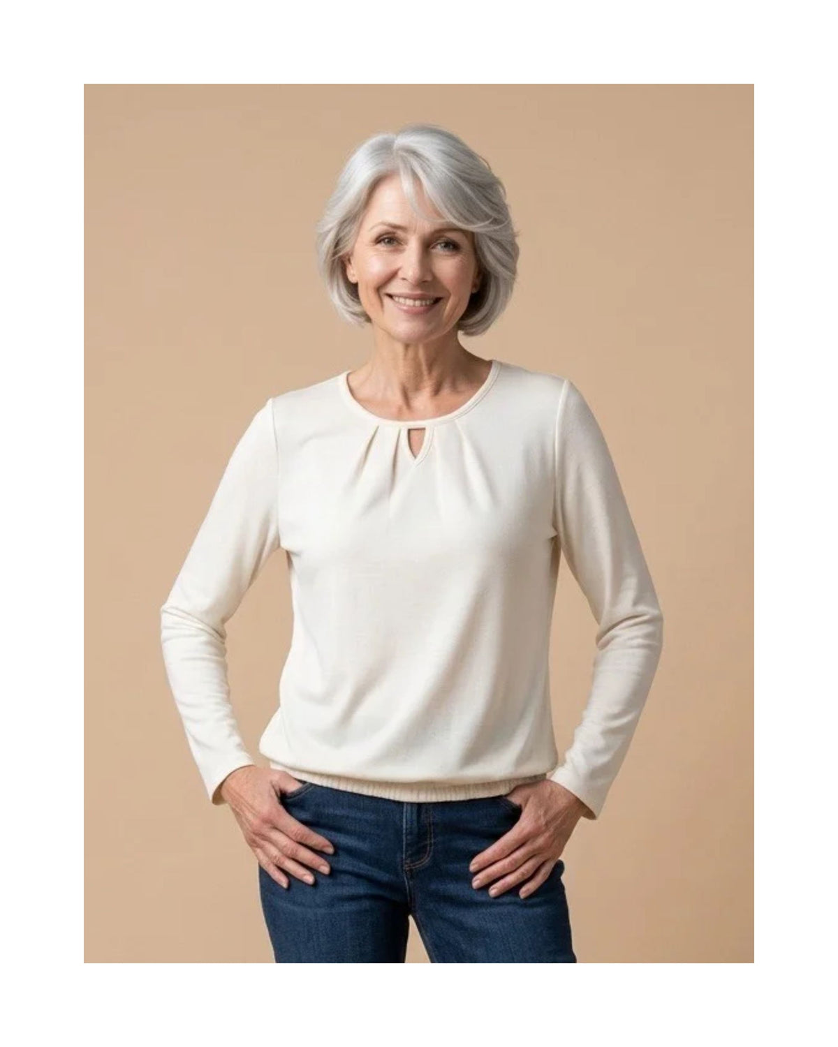 warme blousonshirts bij Marijke Mode. Shirts met elastiek