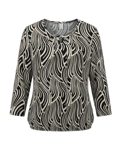 warme blousonshirts bij Marijke Mode. Shirts met elastiek