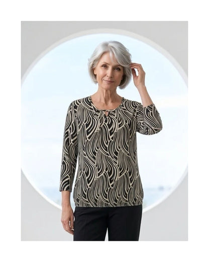 warme blousonshirts bij Marijke Mode. Shirts met elastiek