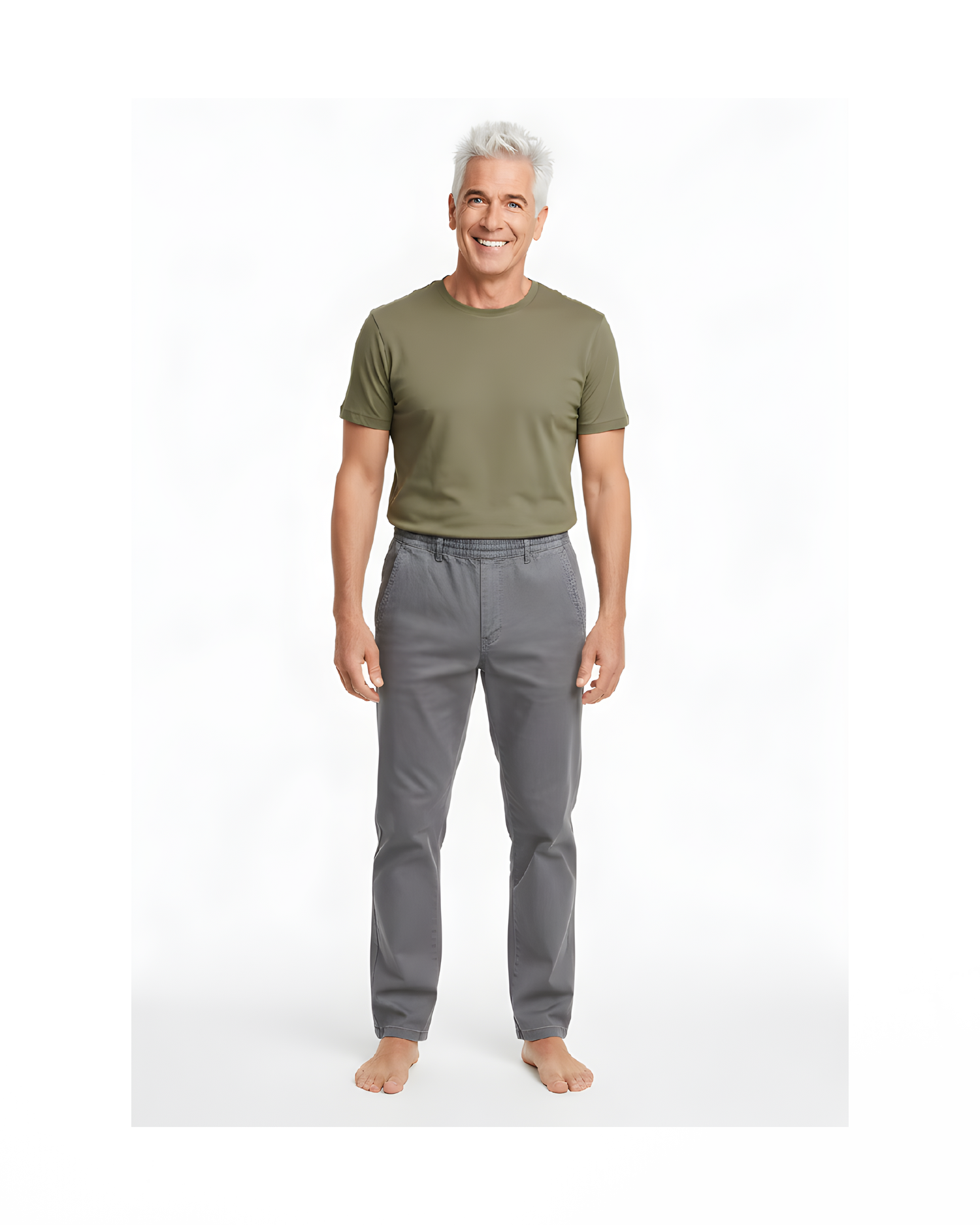 Comfortabele herenjeans met elastische band en trekkoord uit de nieuwe collectie – verkocht door Marijke