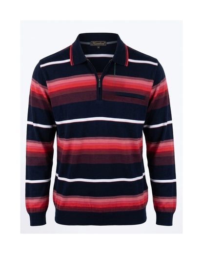 Heren pullover met polokraag en ritssluiting, verkrijgbaar bij Marijke Mode.