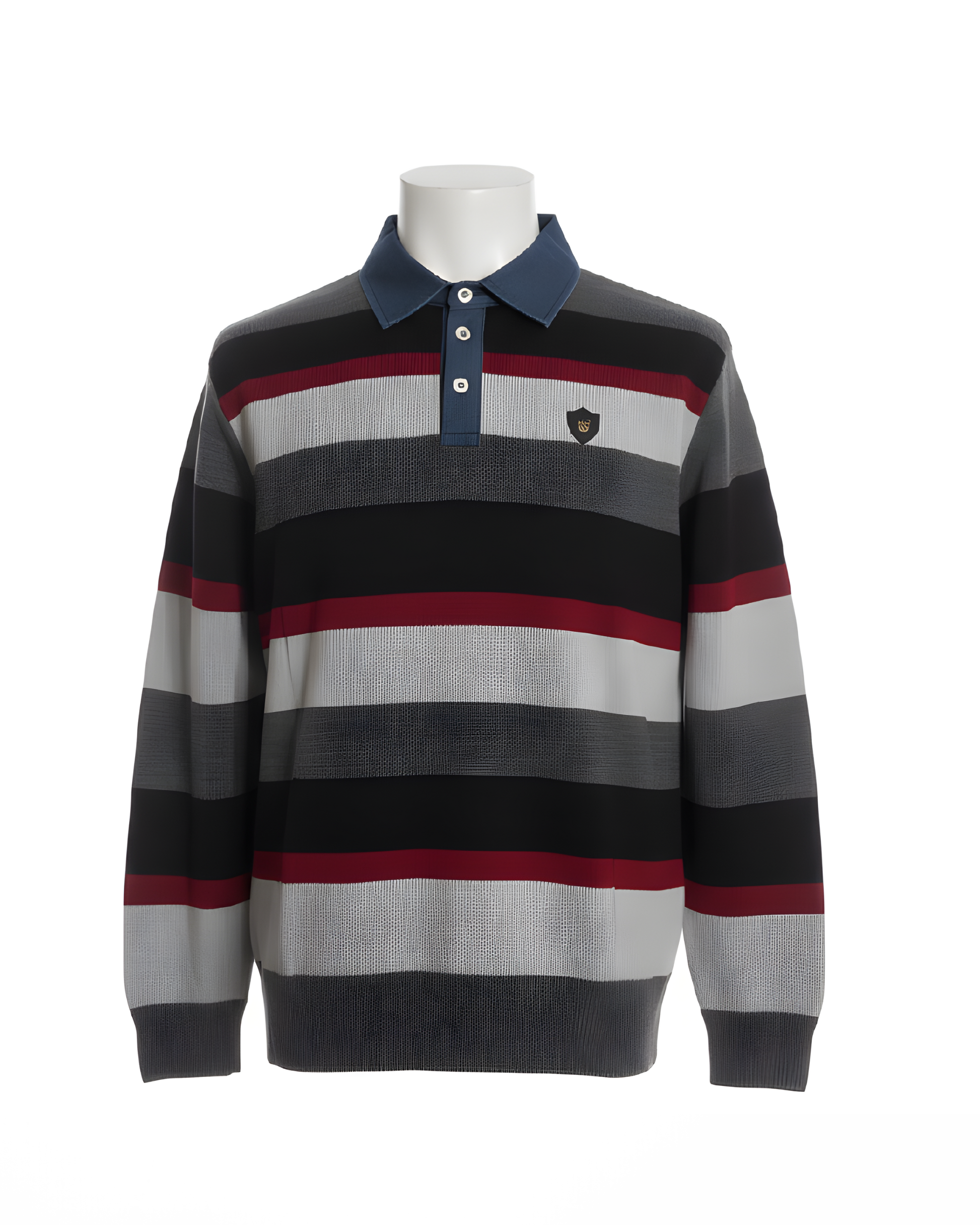 Herentrui met polokraag en denimlook kraag uit de nieuwe collectie – verkocht door Marijke Mode