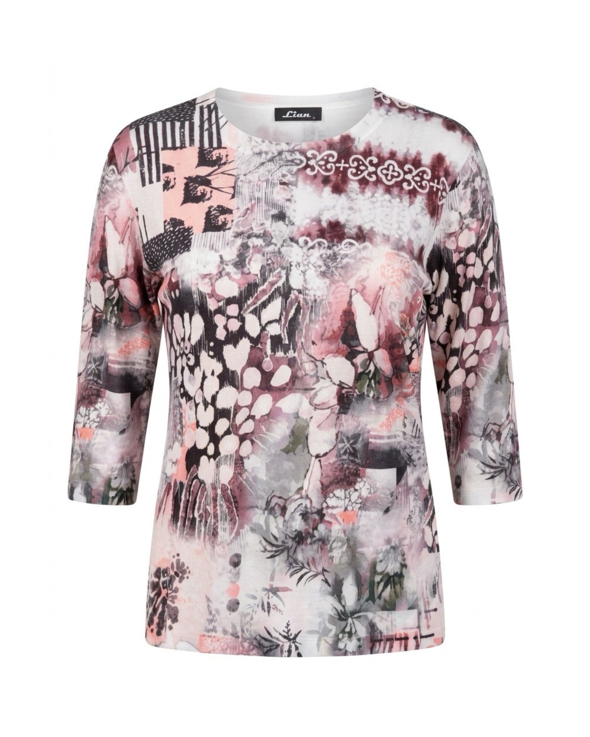 Lian zomer jumper met ronde hals en driekwart mouwen verkocht door Marijke Mode