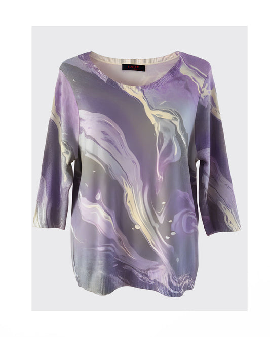 Liam trui met driekwart mouwen in zachte voorjaarskleuren van Marijke Mode