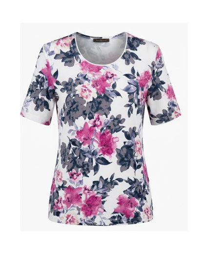 shirt met bloemen van viscose. bij Marijke MOde