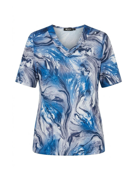 shirt met kobaltblauw wit