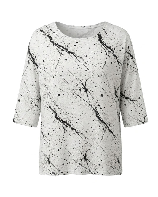 Luxe T-Shirt Wit Met Zwarte Verfvlekken