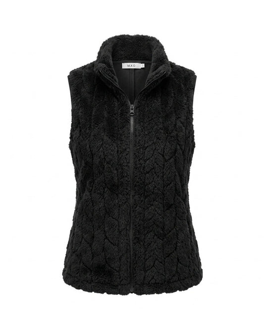 MXO dames gilet bodywarmer met ritssluiting, opstaande kraag en afsluitbare zakken bij Marijke Mode