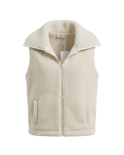 MXO teddy gilet bodywarmer met opstaande kraag, ritssluiting en steekzakken