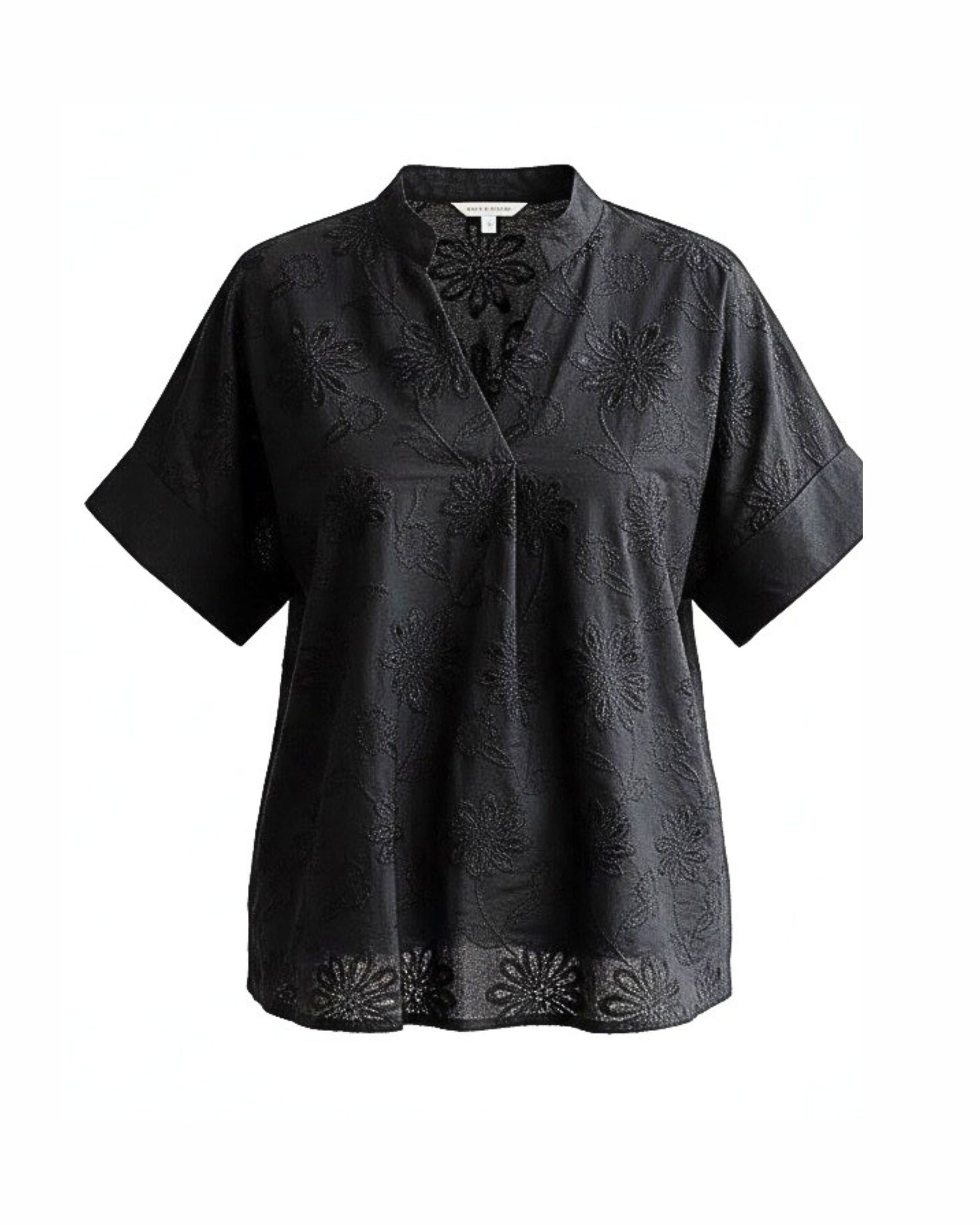 MXO shirt met boord, omslagmouwen en fijne structuur verkocht door Marijke Mode