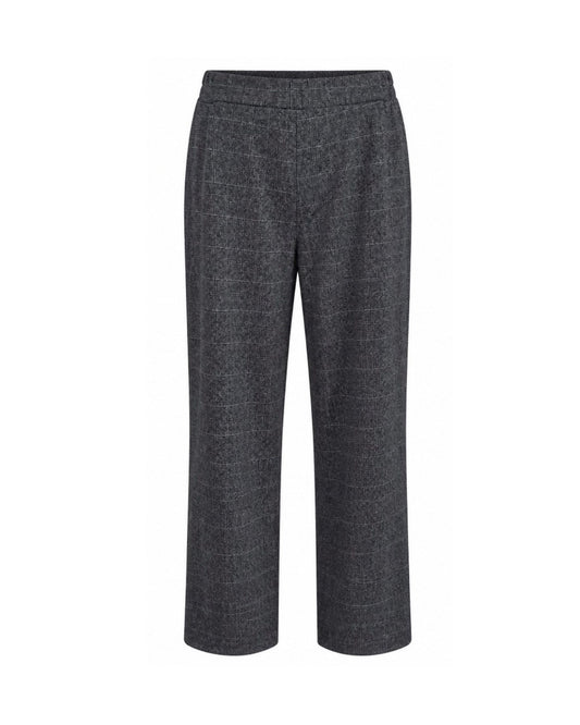 MXO dames instapbroek met print, brede elastische tailleband, steekzakken en normale lengtemaat, verkrijgbaar bij Marijke Mode