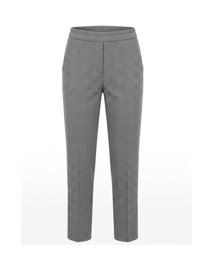 MXO dames instapbroek met print, brede elastische tailleband, steekzakken en normale lengtemaat, verkrijgbaar bij Marijke Mode.