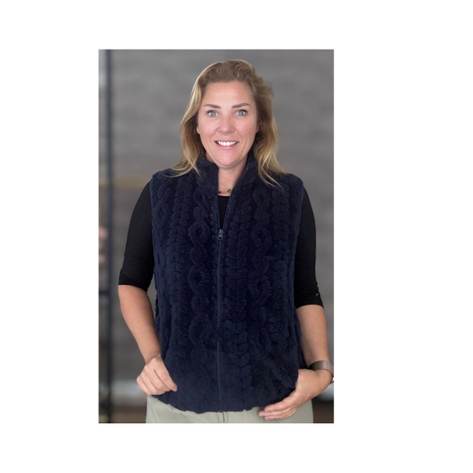 MXO Gilet Fluffy Donkerblauw