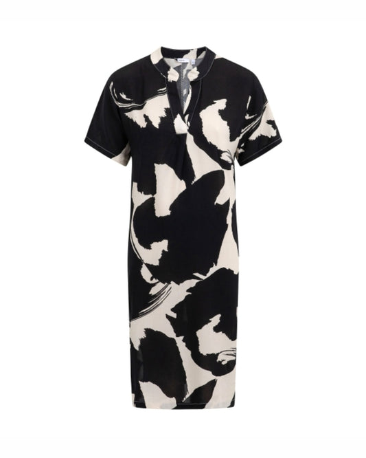 MXO Jurk Fantasiedessin Zwart Zand