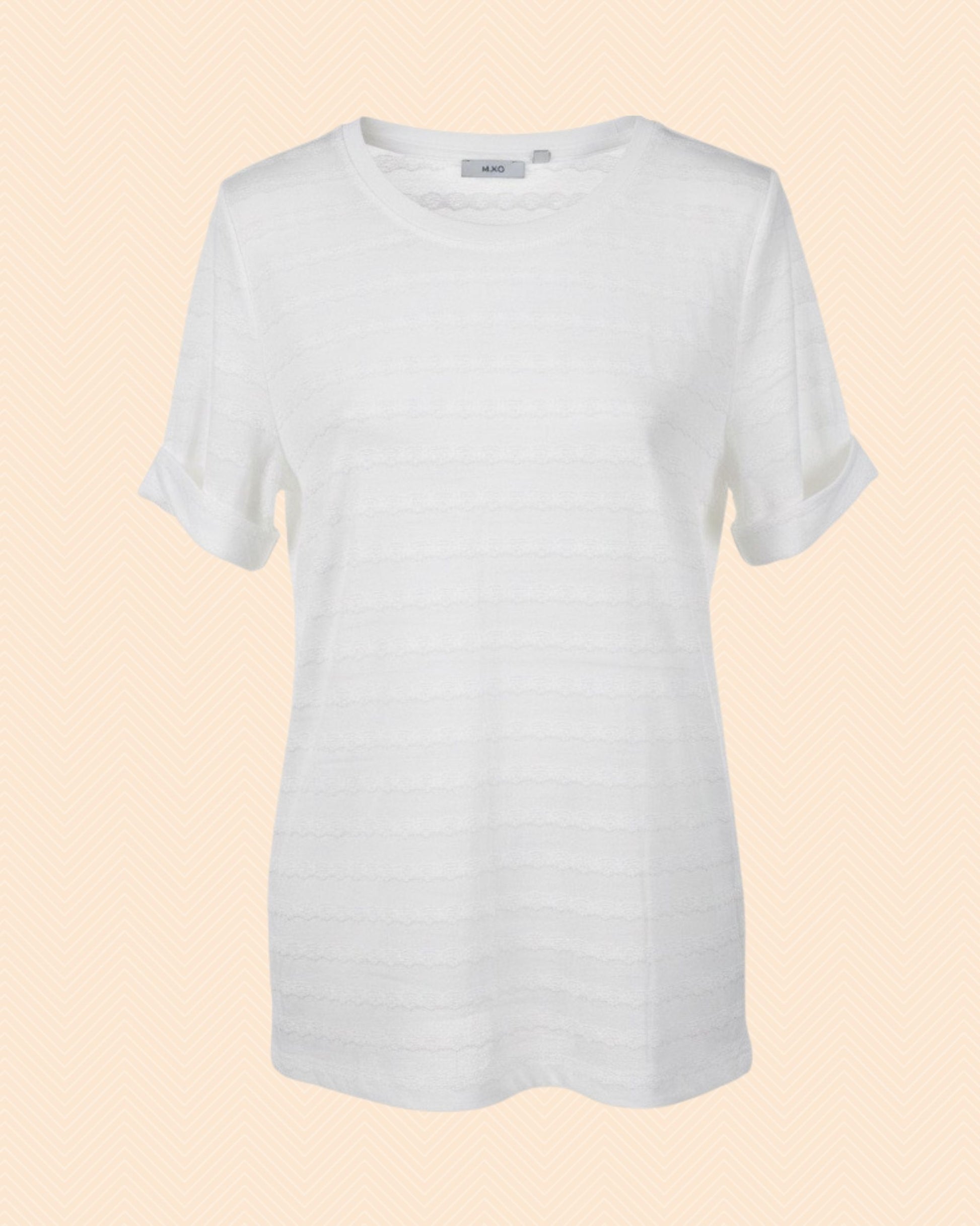 MXO shirt met boord, omslagmouwen en fijne structuur verkocht door Marijke Mode