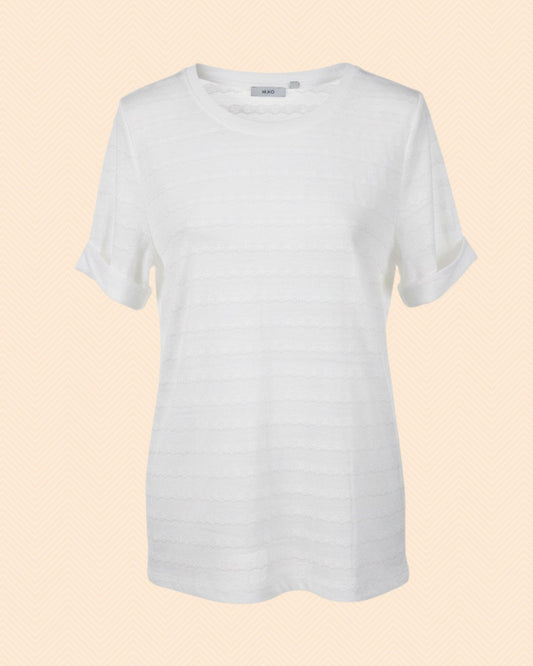 MXO shirt met boord, omslagmouwen en fijne structuur verkocht door Marijke Mode