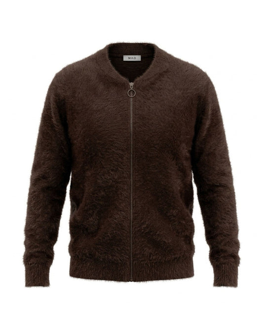 zacht  vest met rits merk mxo bruin door marijke mode