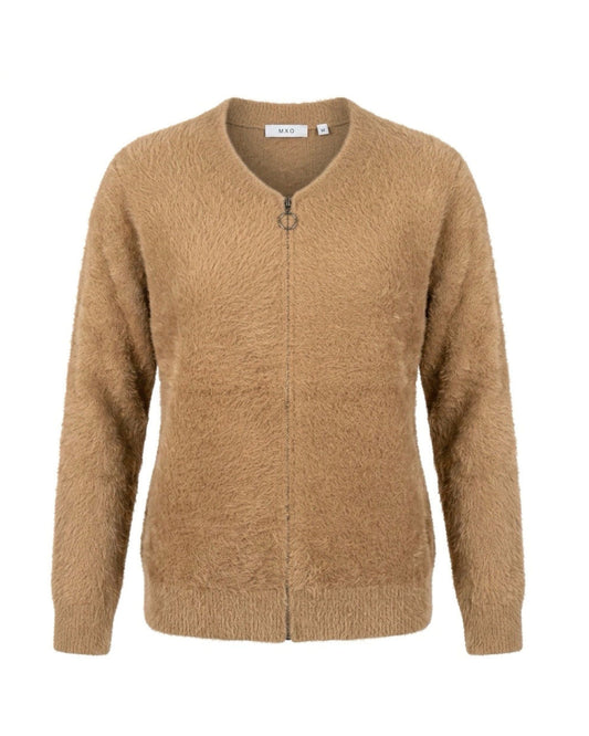 zacht  vest met rits merk mxo bruin door marijke mode