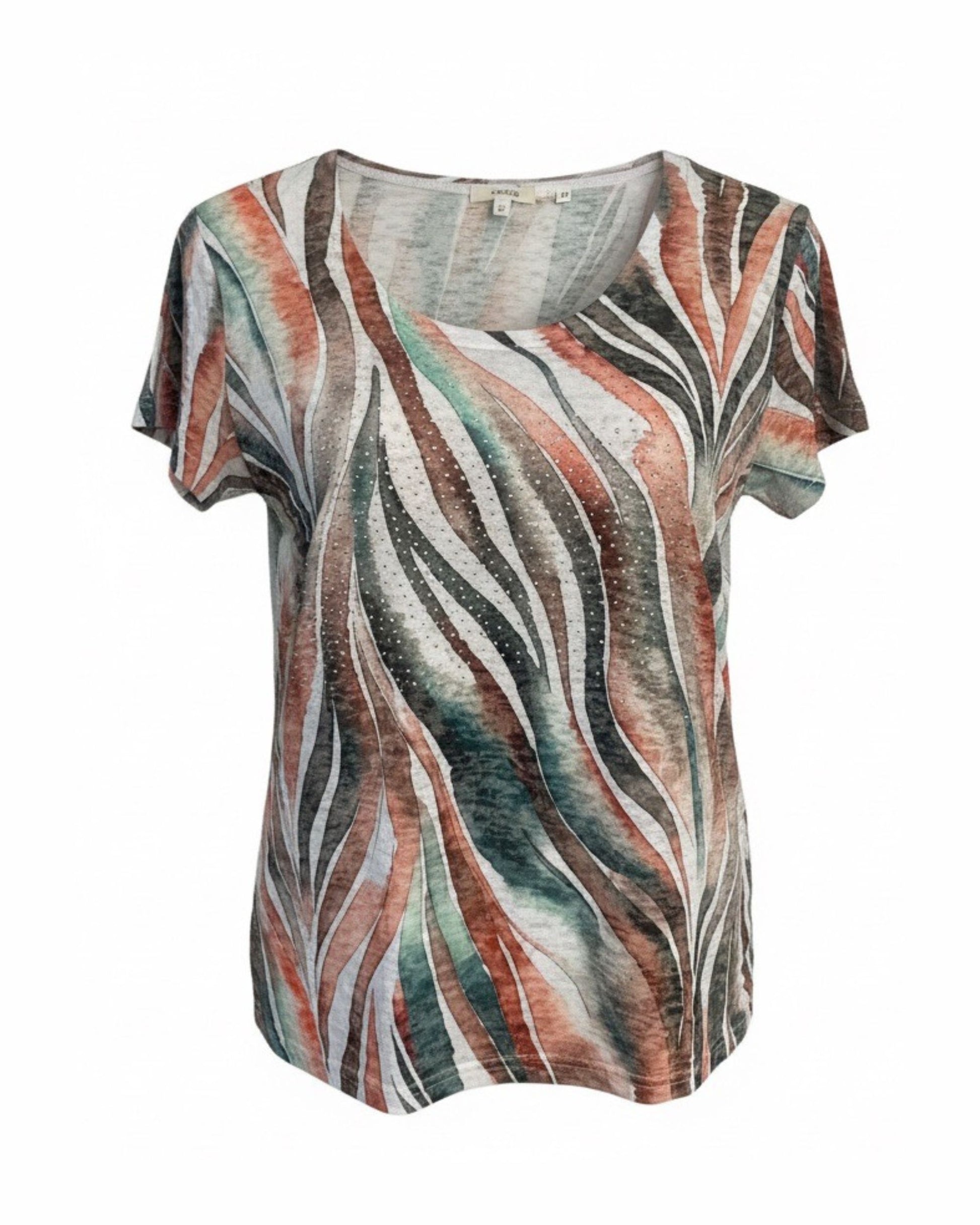 MXO T-shirt met ronde hals en korte mouwen in diverse kleuren en dessins – comfortabel recht model bij Marijke Mode
