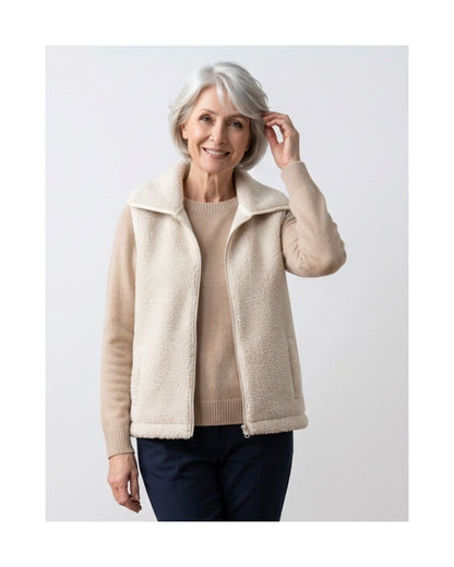 MXO teddy gilet bodywarmer met opstaande kraag, ritssluiting en steekzakken