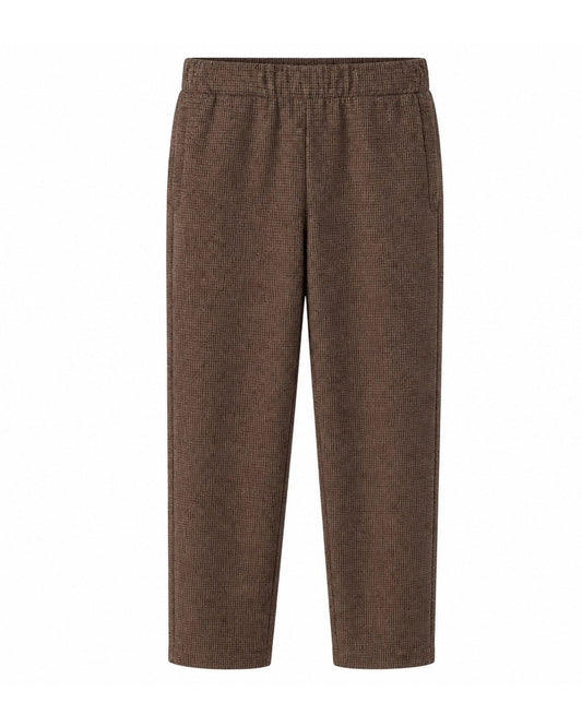 MXO dames instapbroek met print, brede elastische tailleband, steekzakken en normale lengtemaat, verkrijgbaar bij Marijke Mode