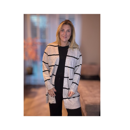 mxo los vallend vest met beige an zwarte strepen