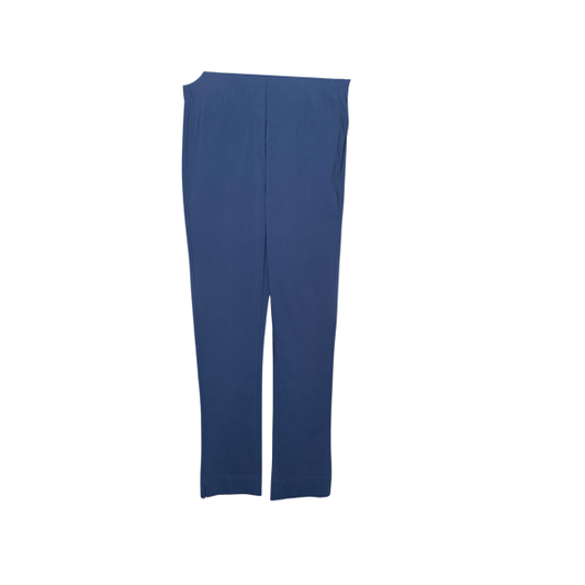 Instapbroek MXO met brede elastische tailleband en split onderaan, korte lengtemaat 78 cm, verkrijgbaar bij Marijke Mode in rood, indigoblauw, zwart en donkerblauw.