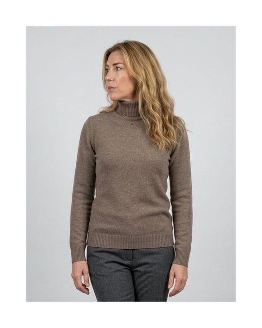 Warme Marinello-coltrui met omslagcol, verkrijgbaar bij Marijke Mode.