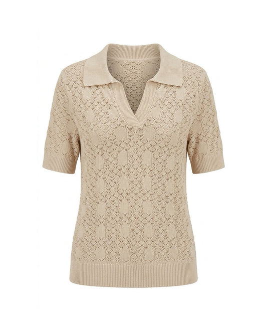 marinello polo gehaakt beige verkocht door maijke mode