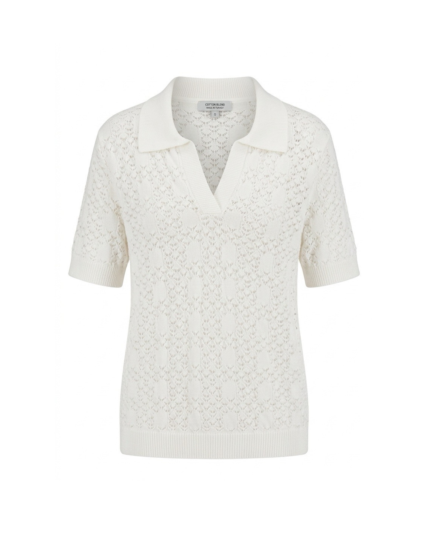 Marinello Gehaakt Poloshirt Wit