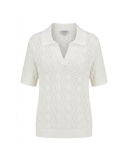 Marinello Gehaakt Poloshirt Wit
