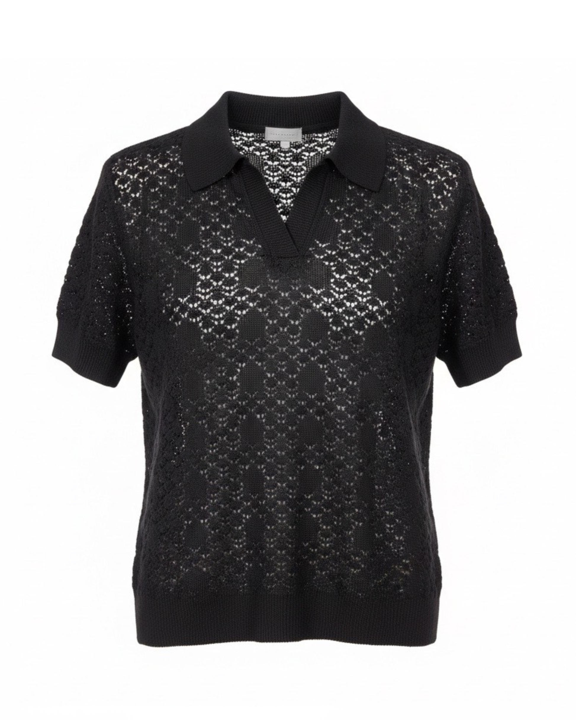 marinello gehaakt poloshirt met kraag v hals korte mouw bij marijke mode
