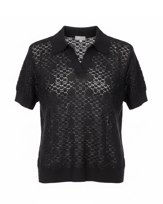 marinello gehaakt poloshirt met kraag v hals korte mouw bij marijke mode
