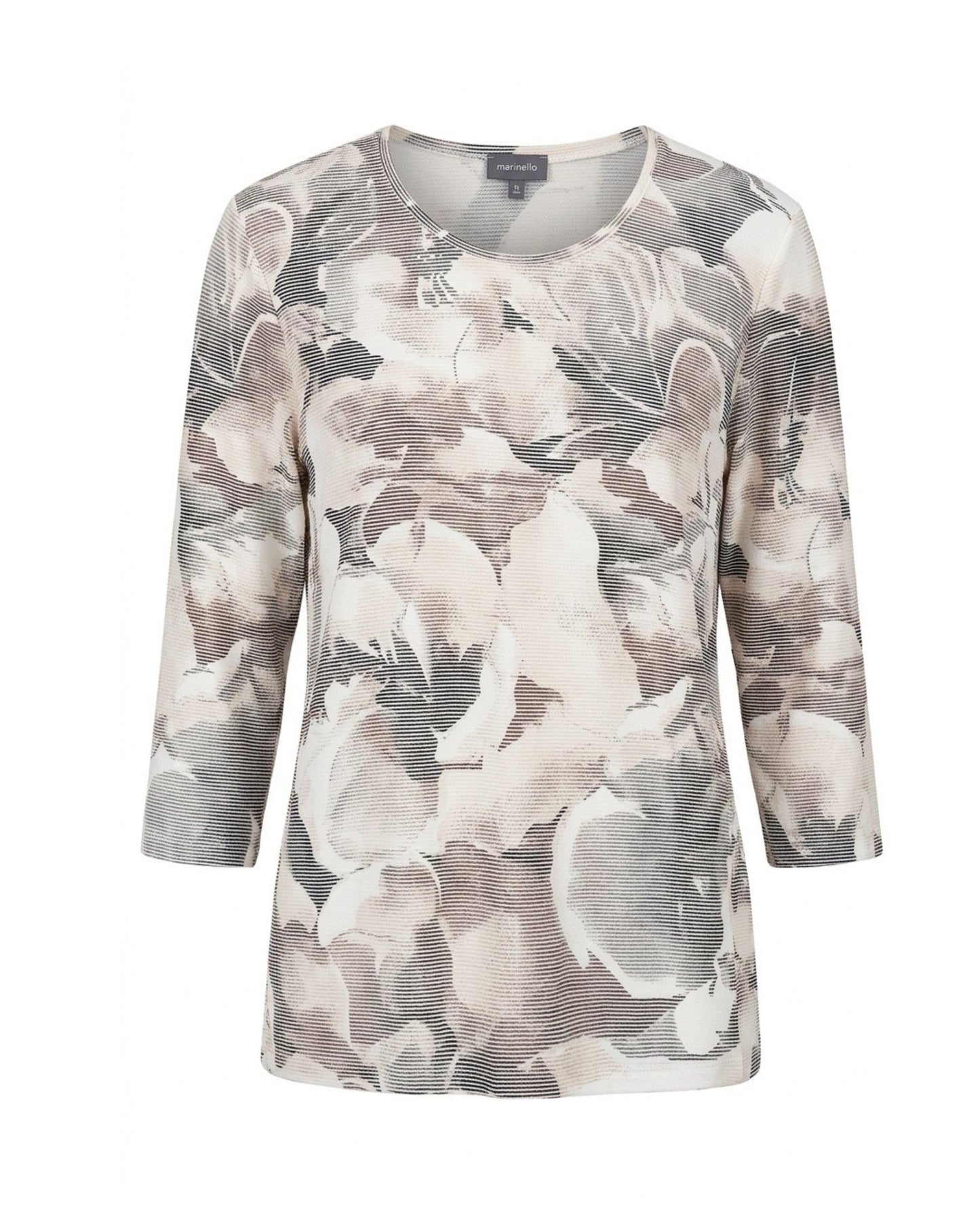 shirt ronde hals en drie kwart mouwen merk Marinello bij Marijke Mode
