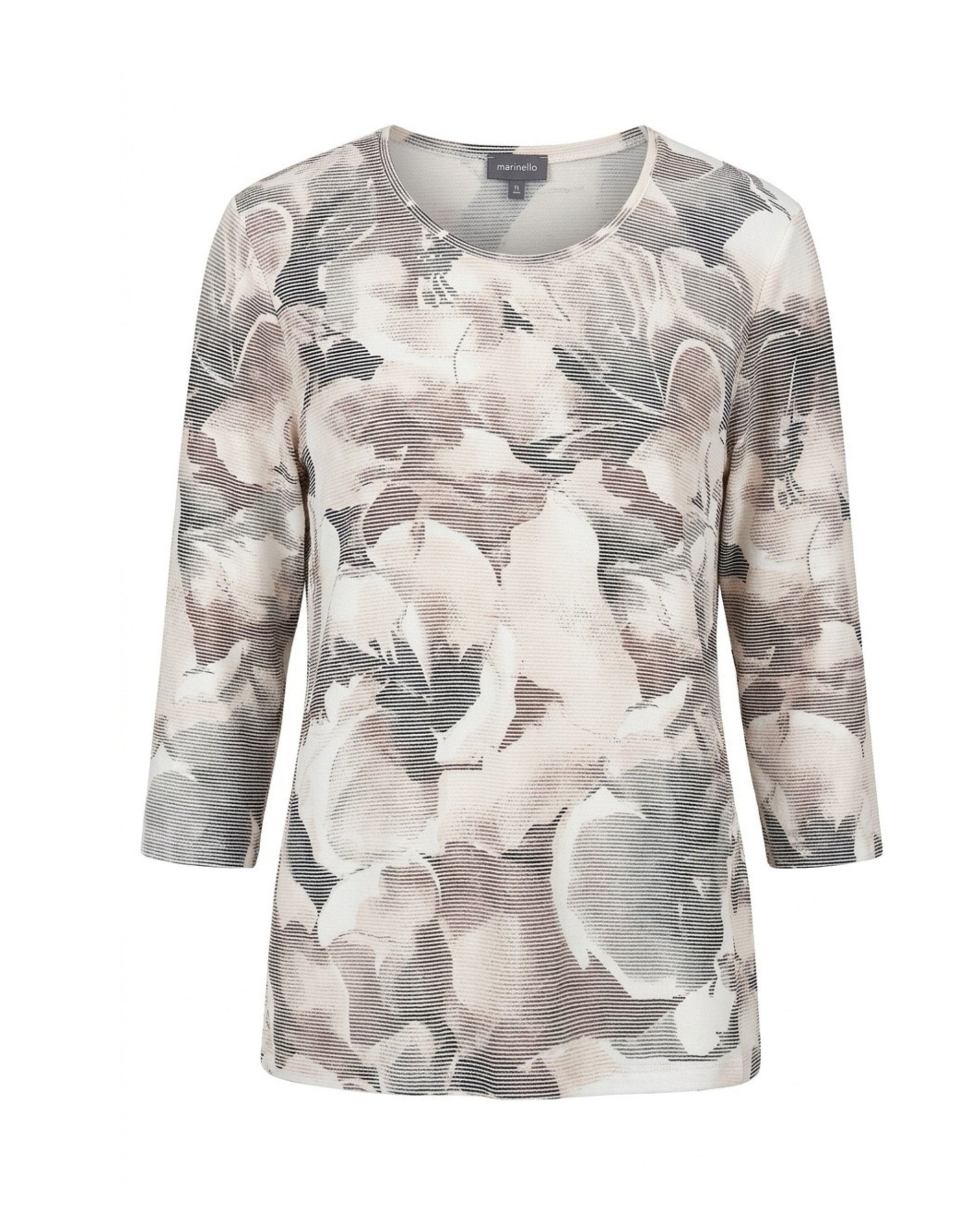 shirt ronde hals en drie kwart mouwen merk Marinello bij Marijke Mode