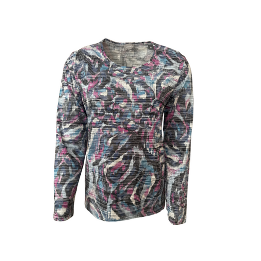 Marinello Shirt Streep Blauuw Zwart Fuchsia