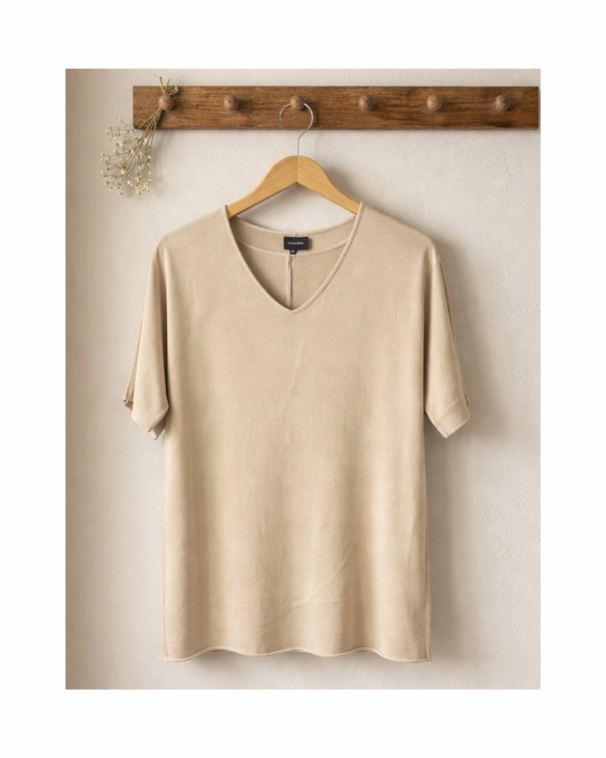 tshirt uni kleur v hals merk marinello bij Marijke Mode