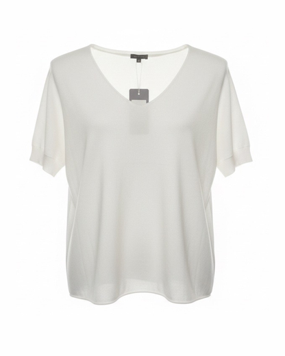 tshirt uni kleur v hals merk marinello bij Marijke Mode