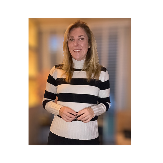 Marinello sportieve coltrui in beige met zwarte streep, aangesloten col en zachte viscosemix – verkrijgbaar bij Marijke-Mode.