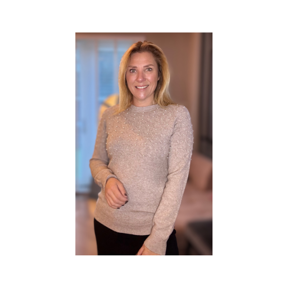 marinello trui met parels. zacht en warm bij marijke mode