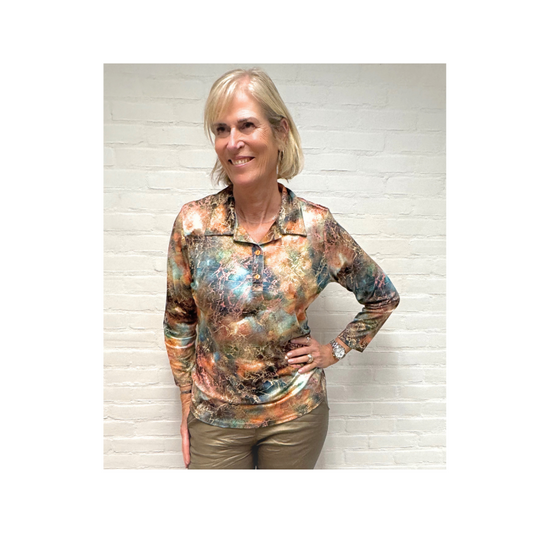 poloshirt gemaakt van zacht viscose. warm shirt met kraag voor dames. verkocht door marijke mode. mode voor ouderen in den haag