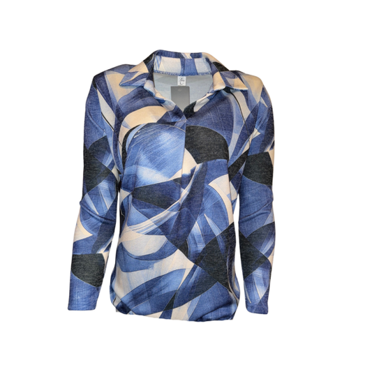 blouson poloshirt met kraag en elastiek bij marijke mode