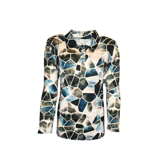 poloshirt met kraag en knopem van viscose