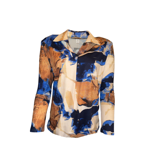 Poloshirt Blouson Vlak Kobalt Camel