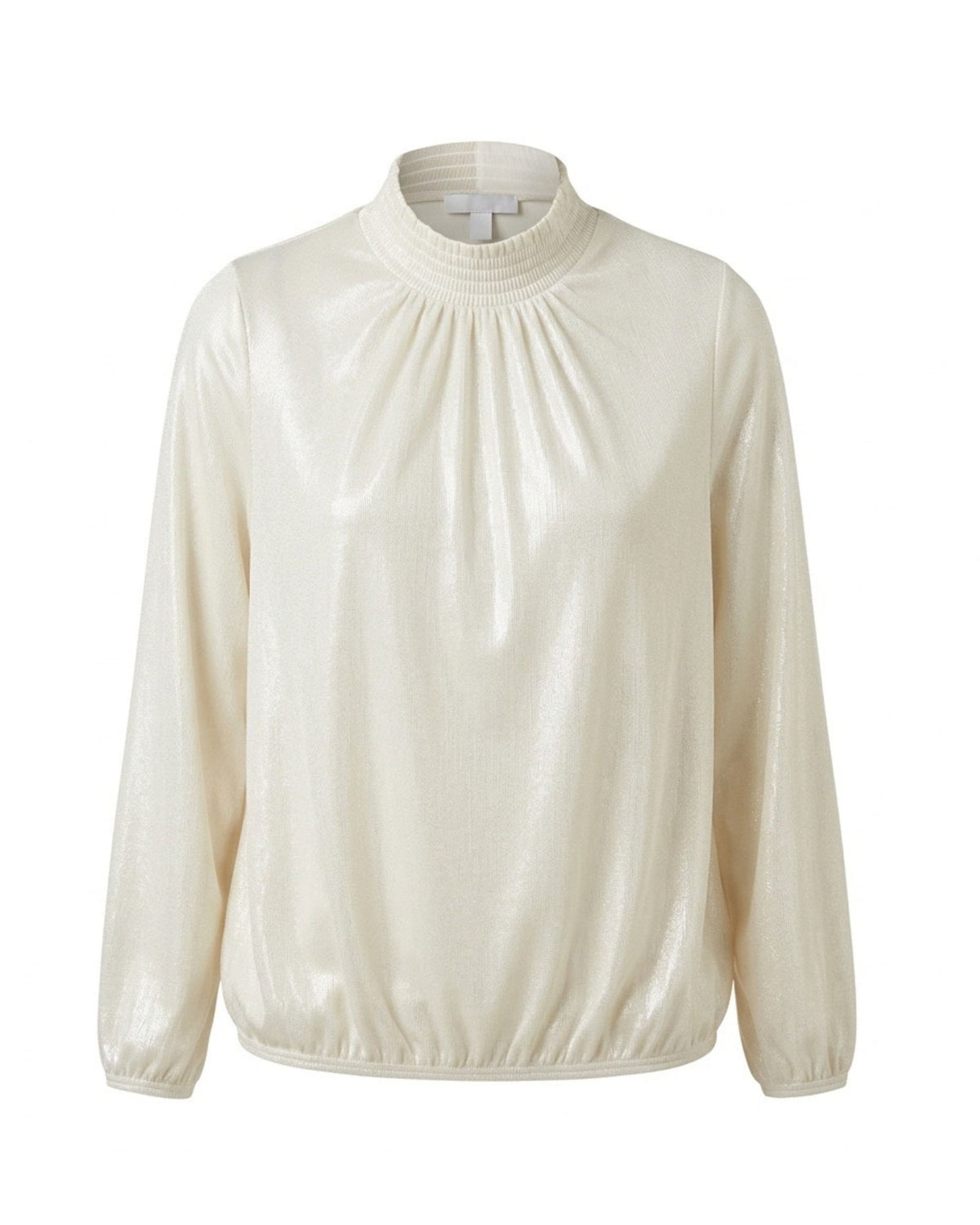 Sensia Fashion Alexia velvet koltop met gesmokte kraag, lange mouwen en elastiek bij de polsen en onderzijde, verkrijgbaar bij Marijke Mode.