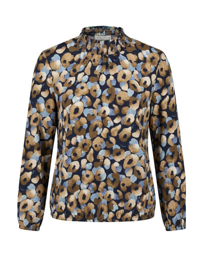 
Sensia Fashion dames blousonshirt met gesmokte turtleneck en elastische boorden, verkrijgbaar bij Marijke Mode