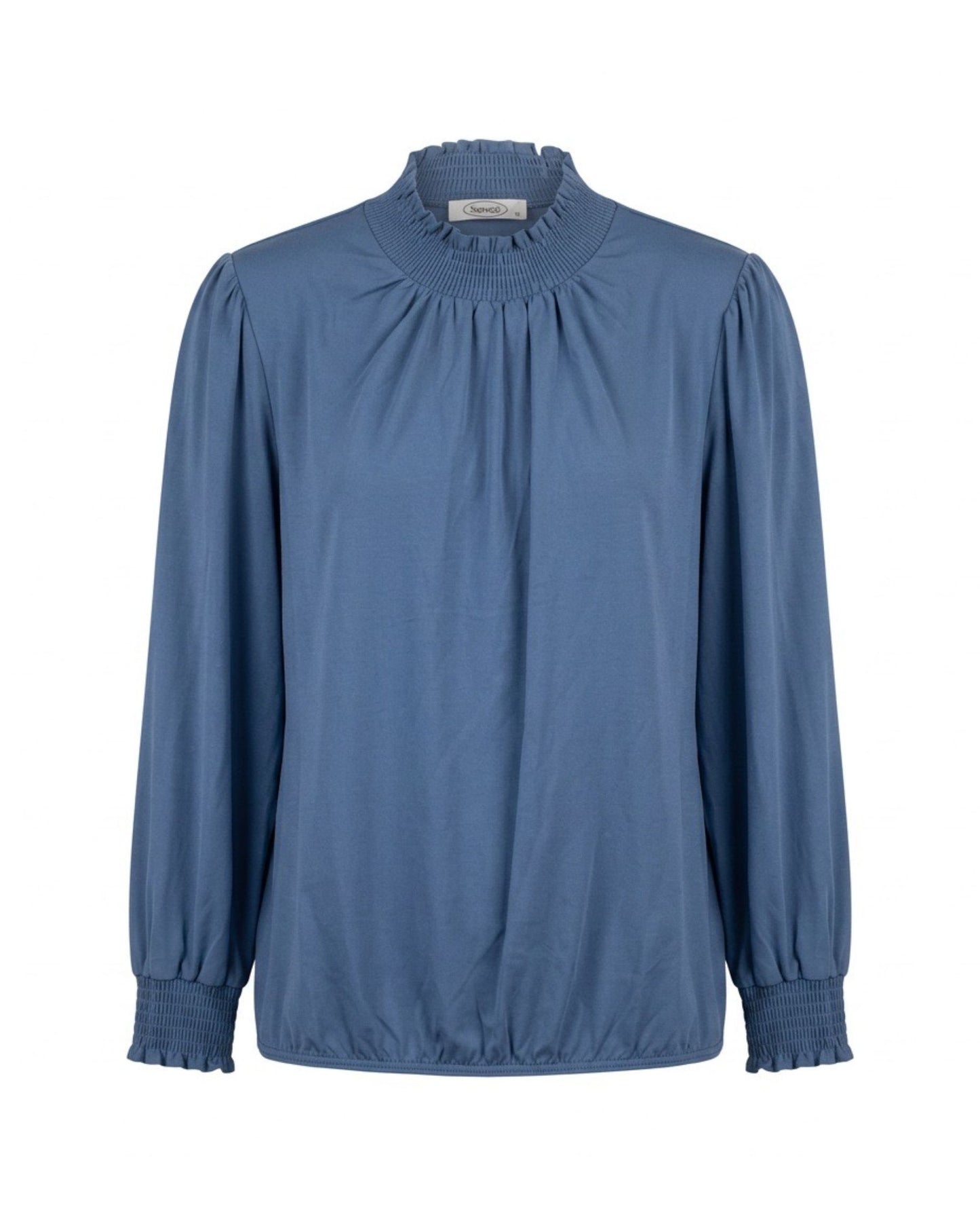 Sensia Fashion top Alexia in effen kleur met gesmokte schouders en mouwen – Marijke Mode
