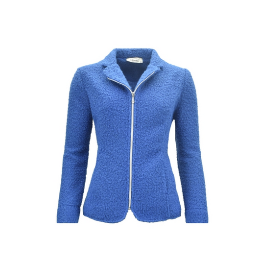 vestjasje met rits van boucke stof merk sensia fashion bij marijke mode