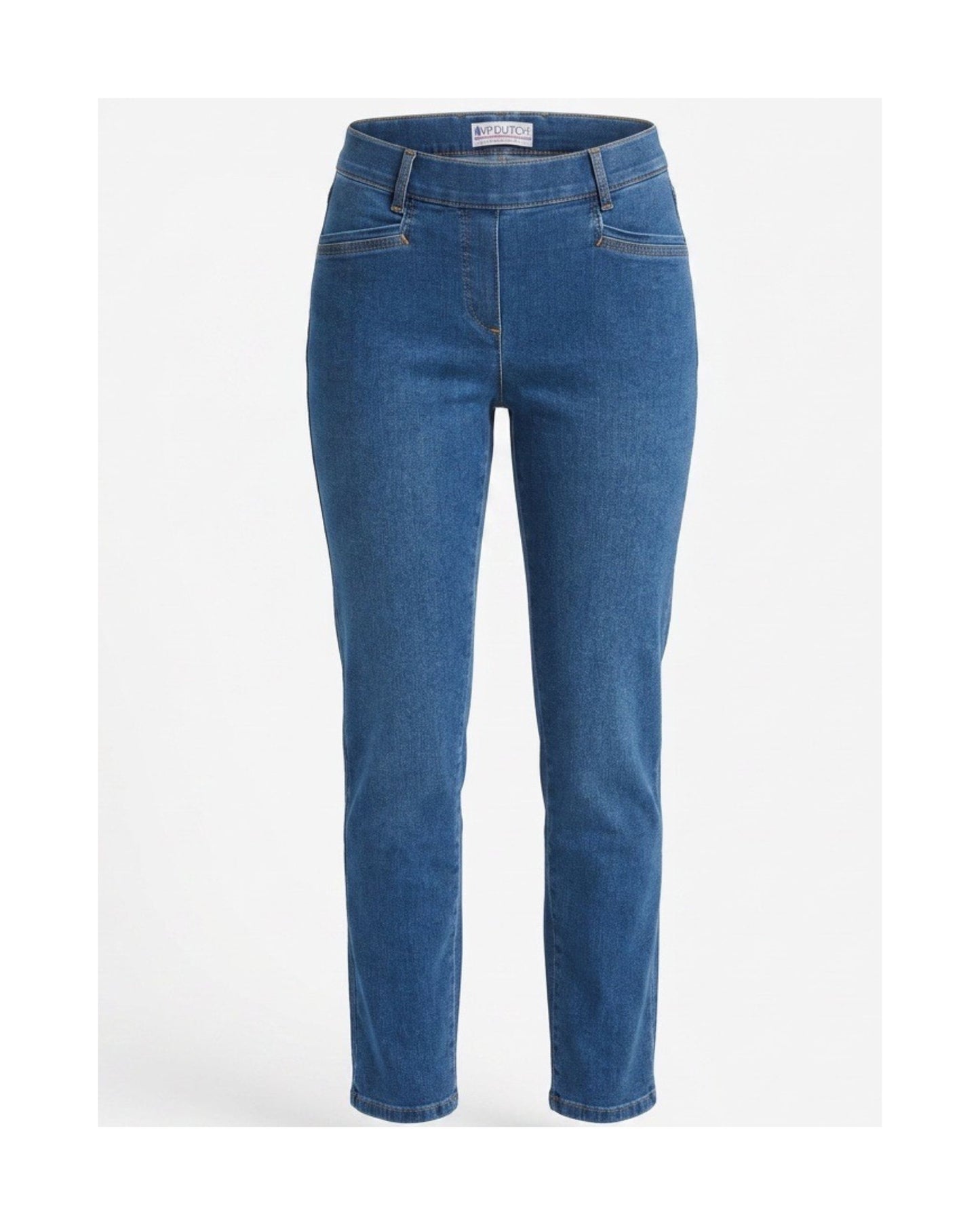 Sensia Fashion Patti damesjeans met veel stretch, elastische tailleband, riemlussen en vier zakken, verkrijgbaar bij Marijke Mode